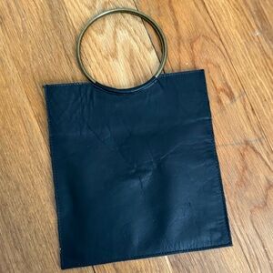 Los Angeles Apparel Mini O Ring Square Genuine Leather Bag